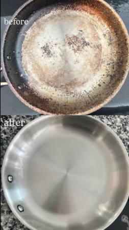 I cleaned my kitchen sink and all of our pots/pans amd silverware with this stuff. it took off rust and stains that i have tried forever to get off.  it’s magic. it works so well and seems to last a little while